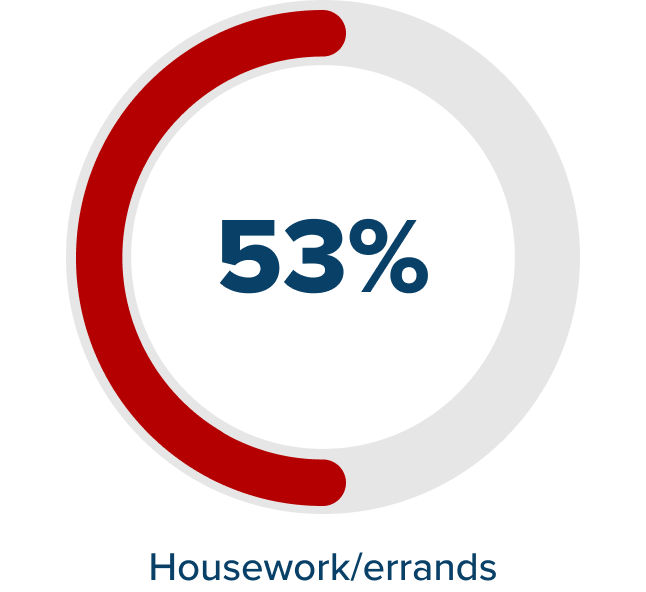 Housework/errands - 53%
